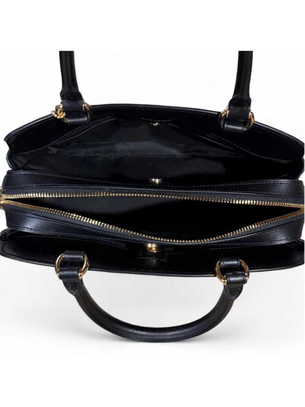 Coach Lillie Carryall Tan Black Signature Leather Gold Hardware - Picture 4 of 15
